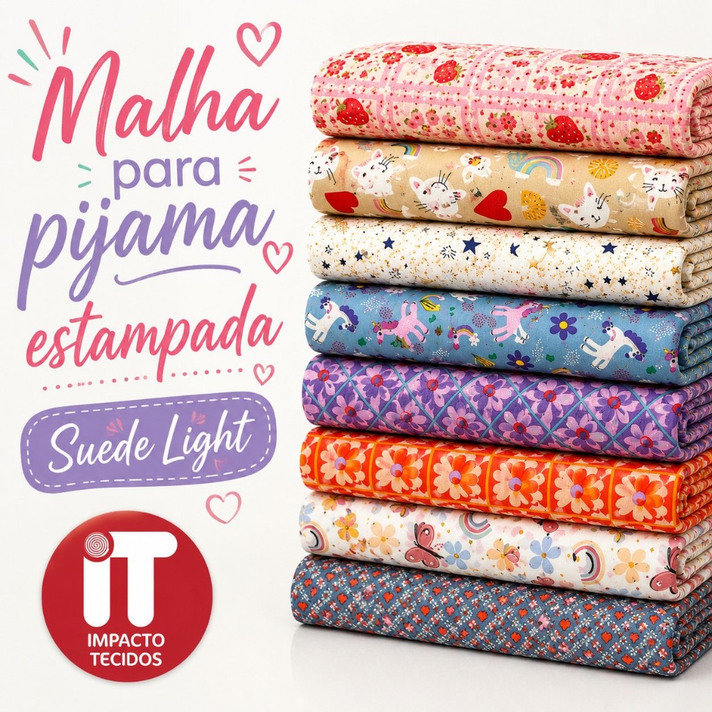 Tecido Malha Suede Light Estampada para Pijama Ultramacia 1m x 1,60m – Diversas Estampas