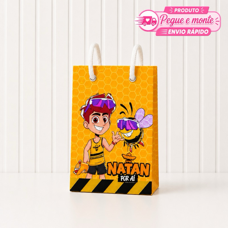 Sacolinha Pequena Natan Por Aí Personalizada Lembrancinha Para Festa Aniversário Enviado Desmontado