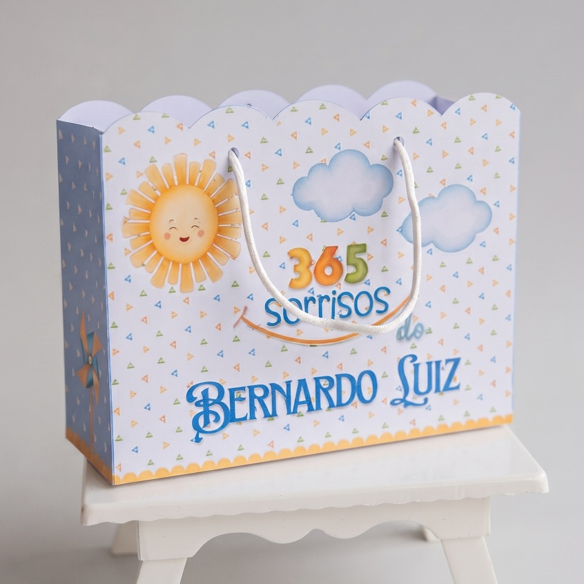 Sacolinha Personalizada 365 Sorrisos lembrancinha aniversário guloseimas