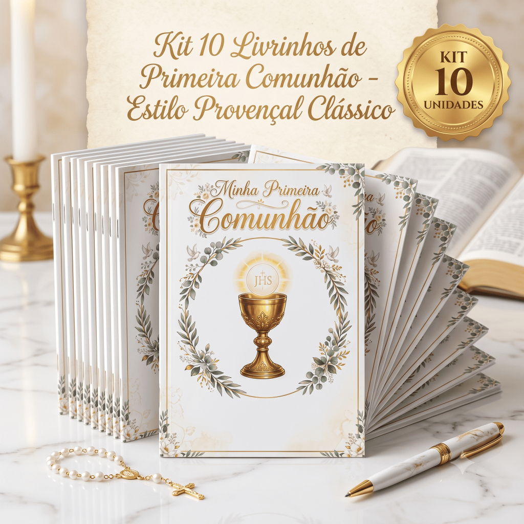 Kit 10 Lembrancinhas Livrinho de Orações Personalizado Primeira Eucaristia Comunhão Católica