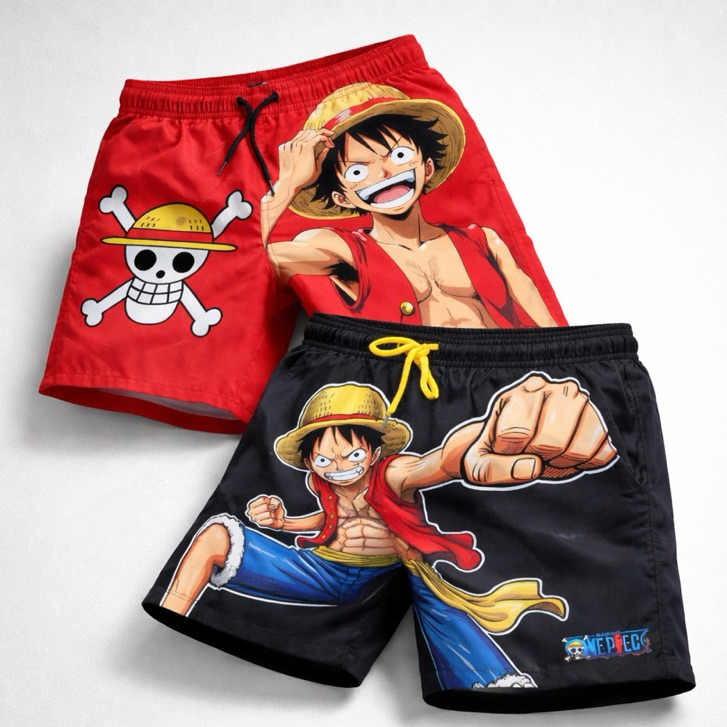 Kit2 Shorts Tactel Mauricinho Animes Estampado Masculino Secagem Rápida Com Elastano Academia Dia a Dia P ao XG