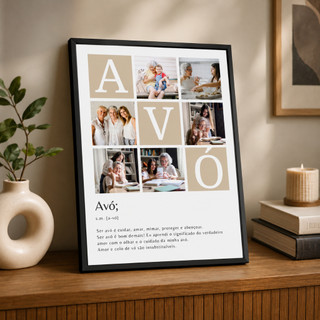 Quadro Vovó Personalizado Com Fotos e Moldura de Madeira (Enviar as fotos após a compra)