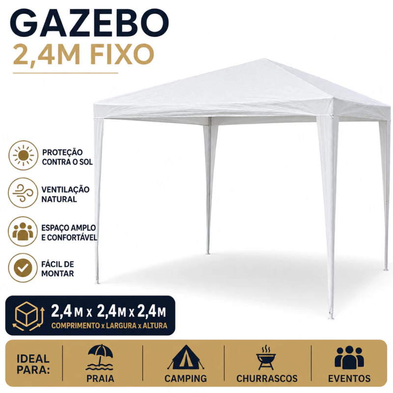 Tenda Gazebo 2,4 Metros para Camping Eventos e Praia Montável — foto 2