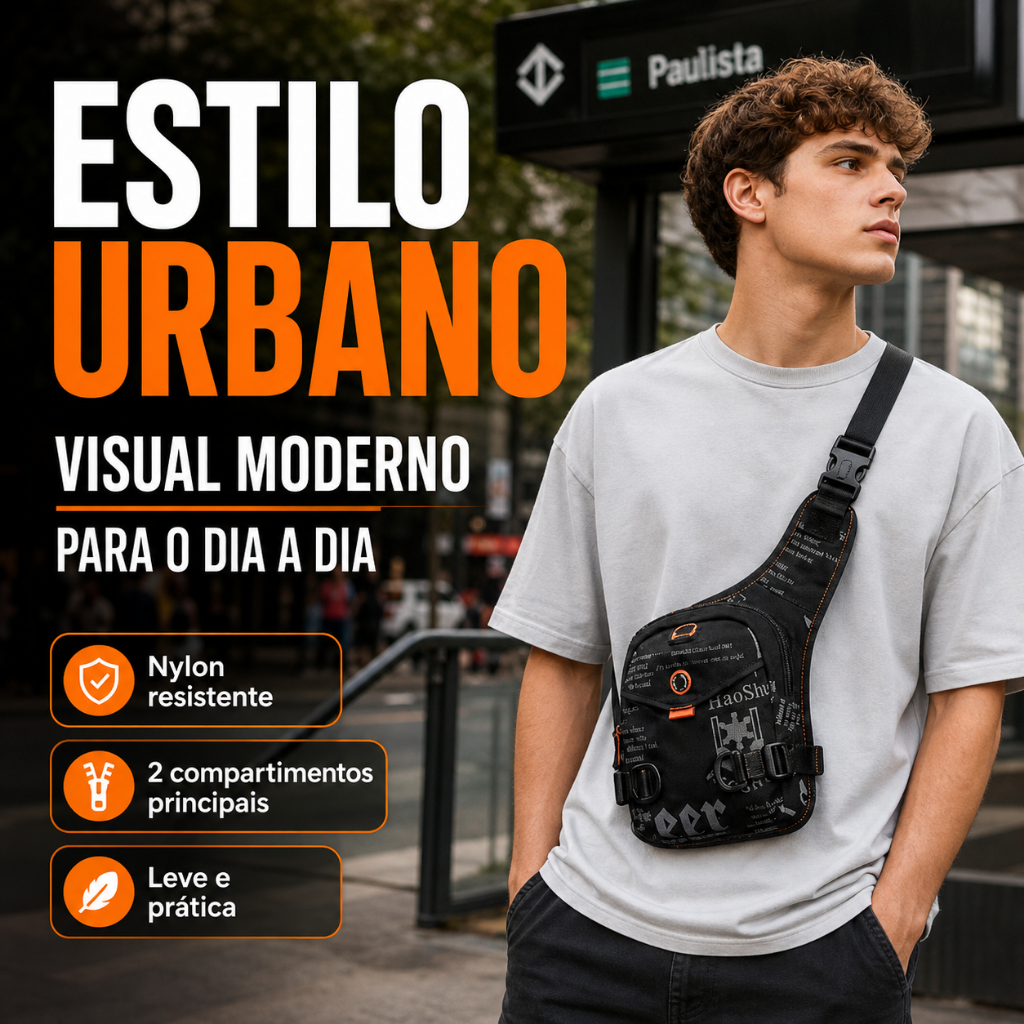 Bolsa Transversal Versátil Masculina Estilo Casual para Atividades ao Ar Livre e Uso Cotidiano