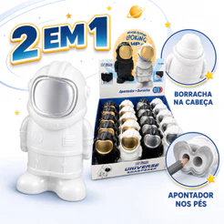 Astronauta Apontador De Lápis Duplo & Borracha 2 em 1 Papelaria Estudantil Material Escolar Presente