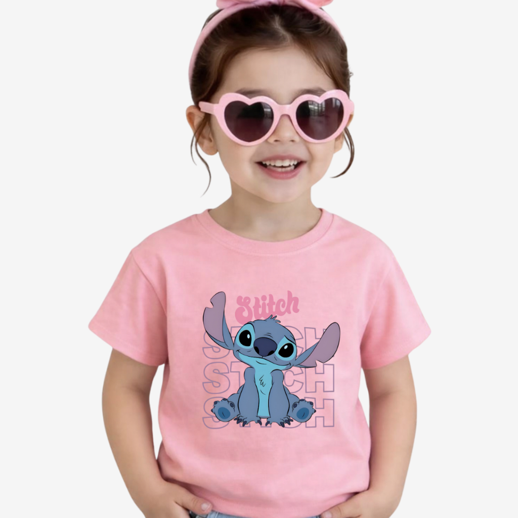 Camiseta Infantil Stitch Lilo & Stitch Feminina 100% Algodão  Estampa Stitch Fofo Promoção