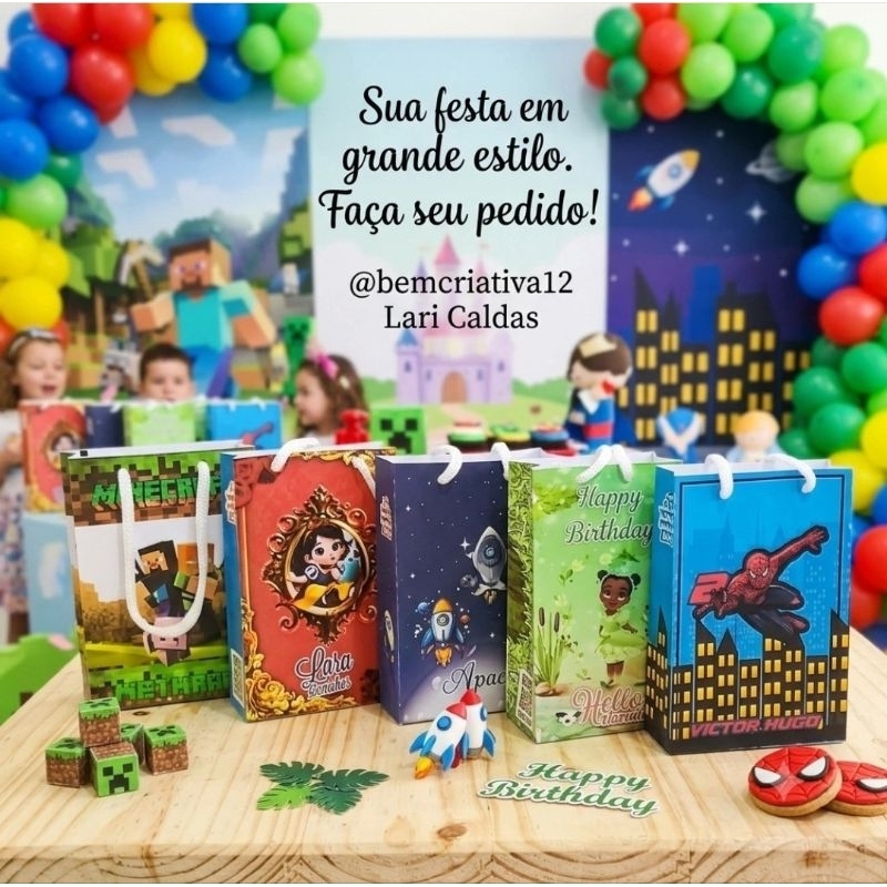 Sacolinha P  Personalizados Qualquer Tema /Lembrancinha de Festa /Aniversário