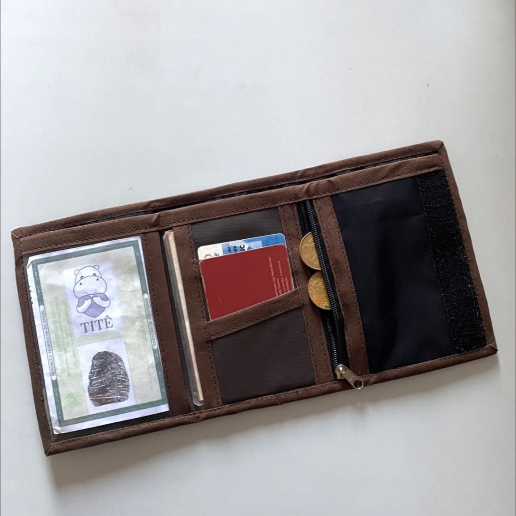 Carteira Retrô Modelo Antigo Nylon Velcro Acessório Masculino Vintage