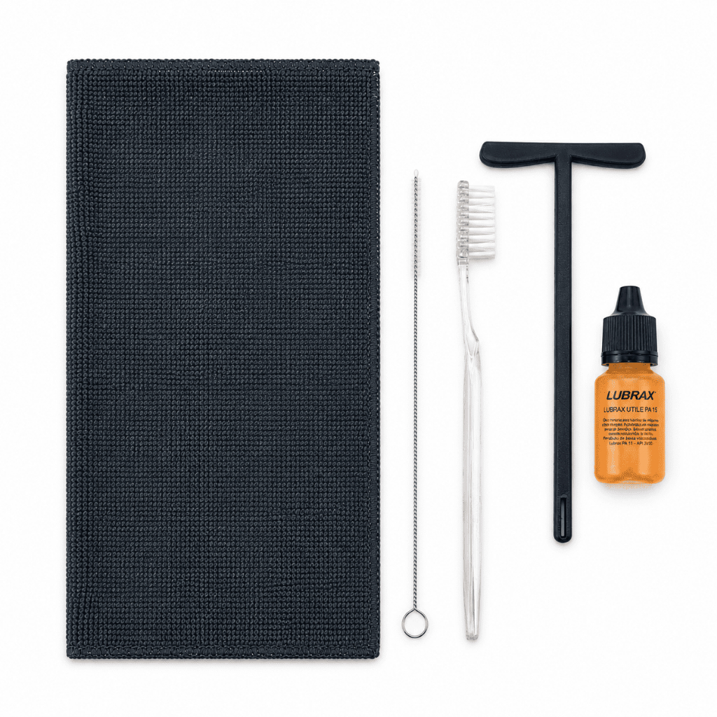 kit Limpeza de armamento de armas curtas, pistolas e revólveres cano .45, .9mm, .40, .38 e 380