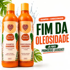 Kit Shampoo e Condicionador para Cabelos Oleosos 500ml Controle da Oleosidade Fios Leves Cadê Meu Dengo