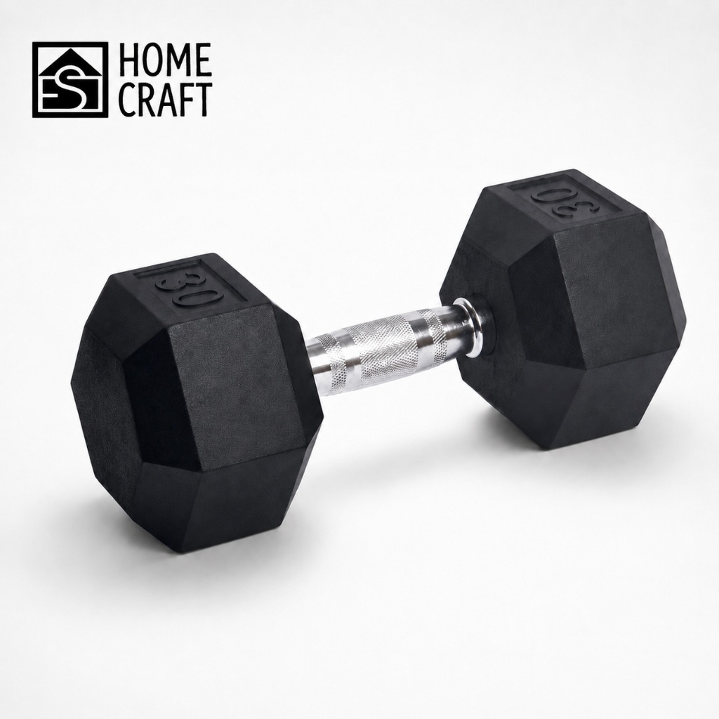 Halter Sextavado Emborrachado 10kg 15kg 20kg 25kg 30kg Peso para Musculação Academia Fitness Crossfit Treino em Casa Ant