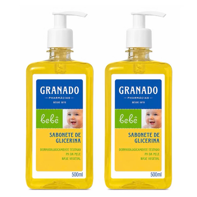 Kit 2x Sabonete Líquido de Glicerina Granado Bebê 500ml Suave Hidratante e Seguro para Uso Diário