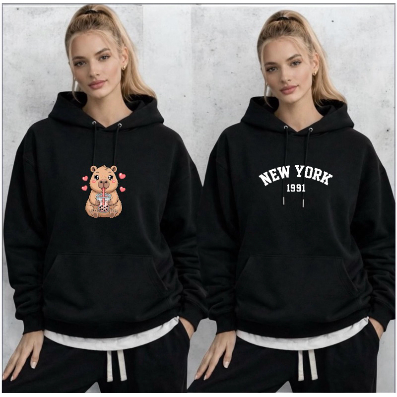 kit 2 Moletom Canguru estampado flanelada Blusa De Frio Feminino estilo e conforto