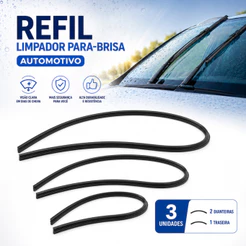 Refil Limpador Para-brisa Automotivo 3 Unidades Borracha