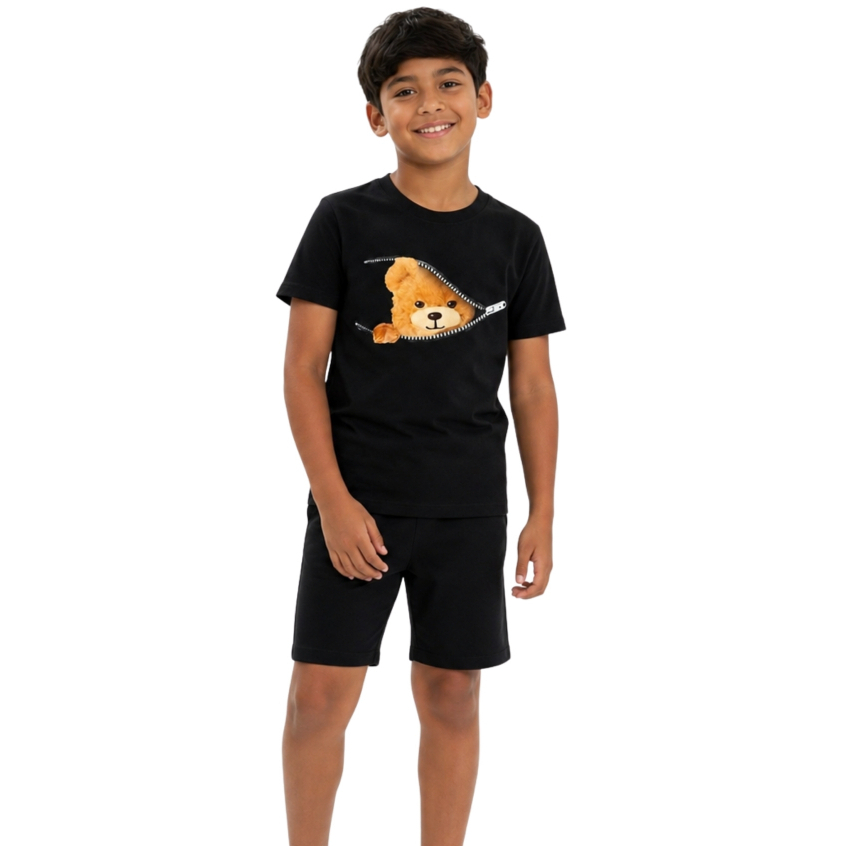 Conjunto Infantil/Juvenil Menino Masculino Premium 100% Algodão Estiloso Ursinho Verão