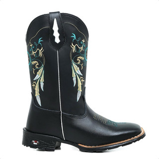 Bota Texana - Feminina Country em Couro Legítimo Cano Alto com Bordado – Confortável e Resistente