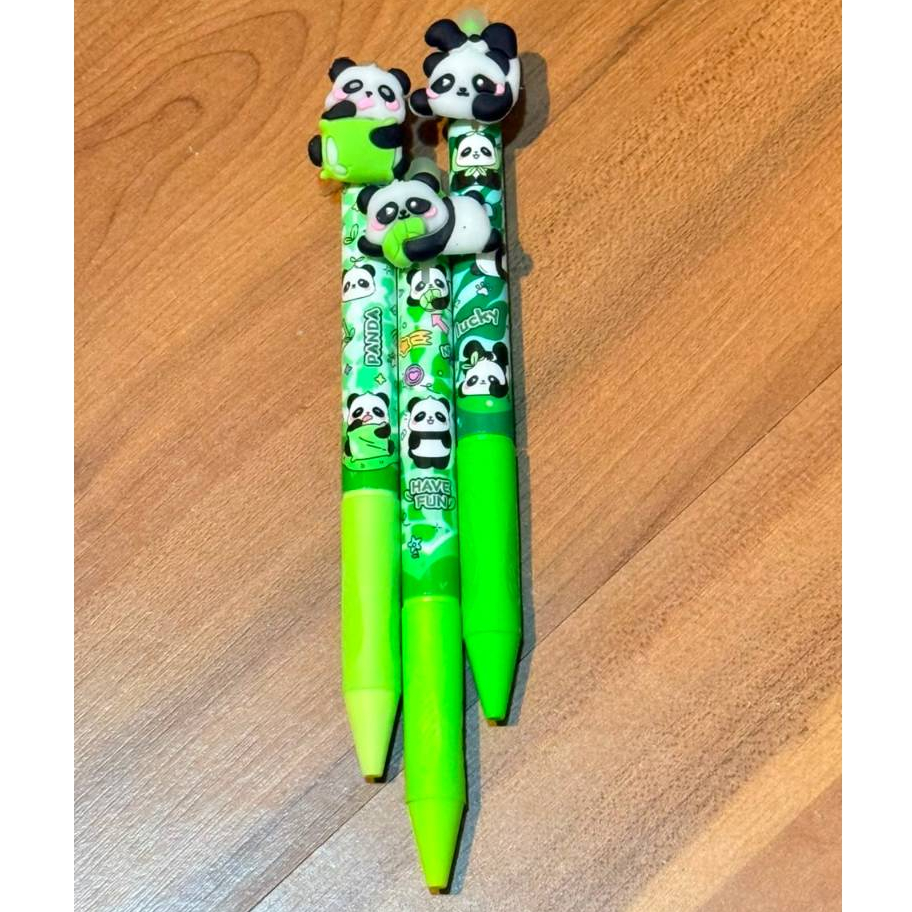 Kit 3/6 Canetas Panda Apagável Papelaria Fofa Material Escolar Papelaria Fofa Kawaii Pandinha