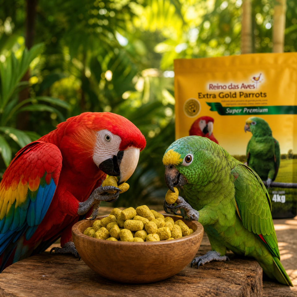 Racao Para Papagaio, Arara Extra Gold Parrots 4kg - Reino das aves — imagem 2 de 2
