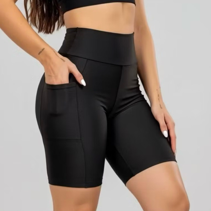 Bermuda academia Feminina c/ bolso para Caminhada corrida e Academia