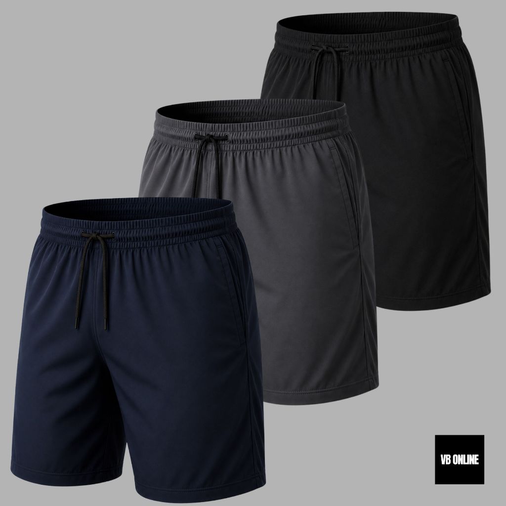 VB ONLINE Kit 3 Bermudas Masculinas Tactel Academia Treino Fitness Shorts Do M ao G1