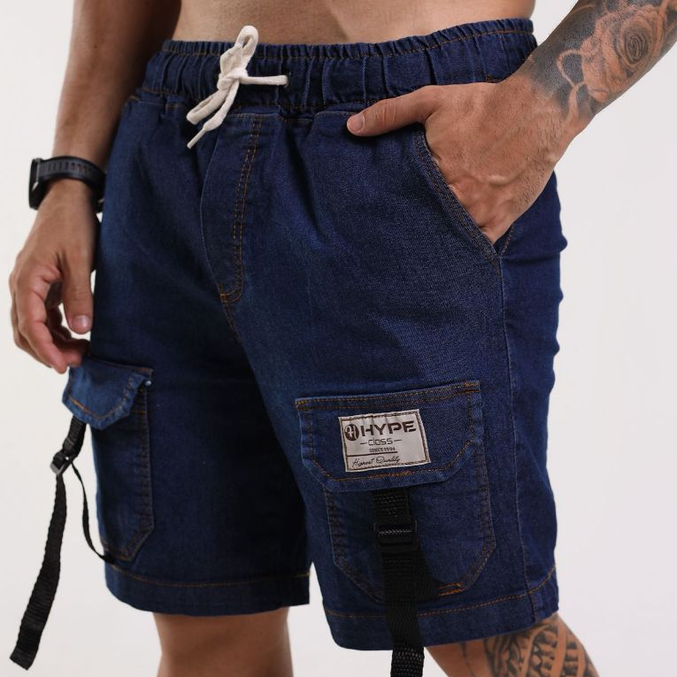 Bermuda Cargo Masculina Jeans Reforçada 4 Bolsos Estilosa Confortável Moda Casual Premium
