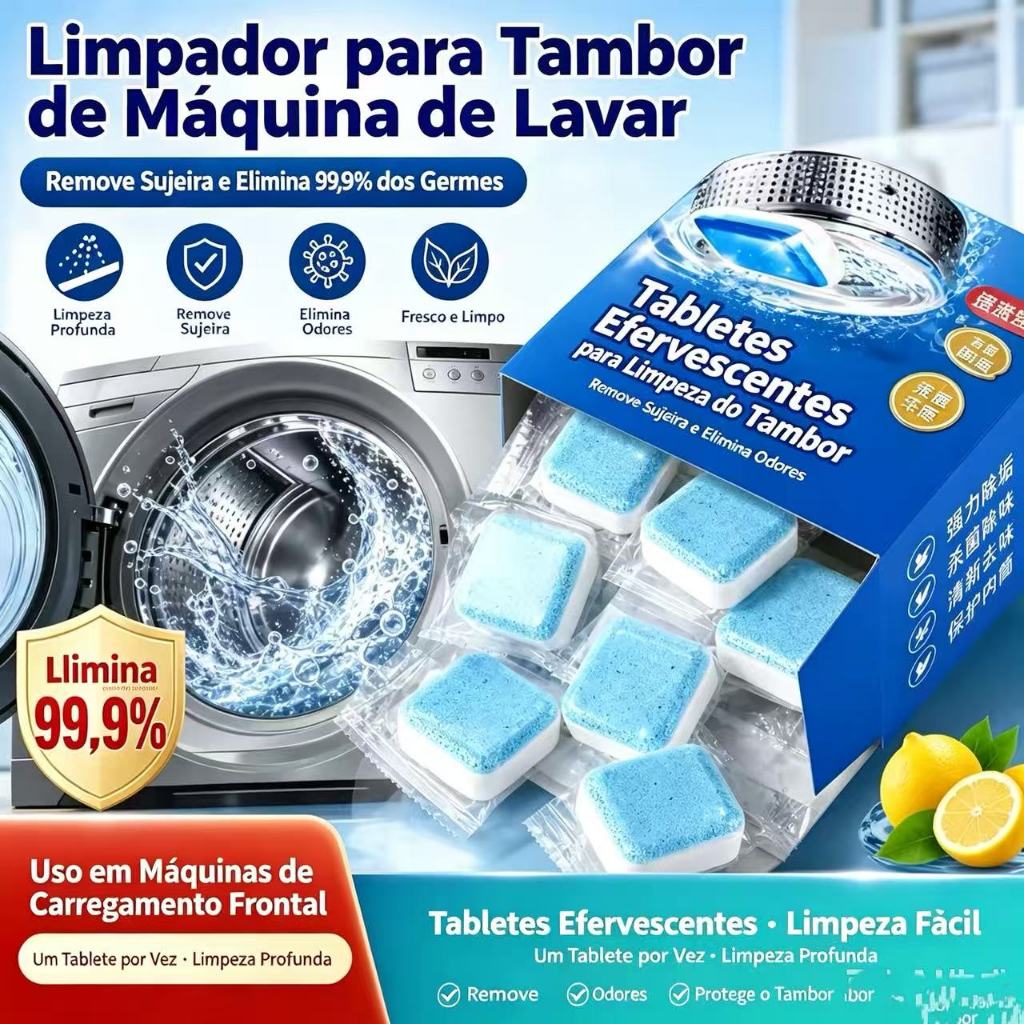 Kit Limpador Pastilha de máquina de lavar roupa, comprimido efervescente sólido para remover manchas