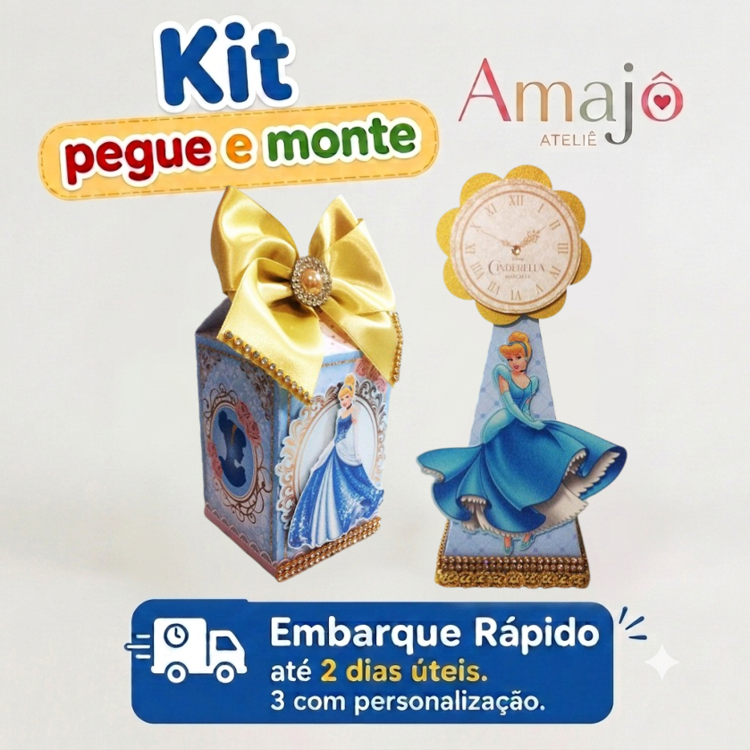 Kit festa cinderela lembrancinha personalizadas aniversario menina personalizado monte
