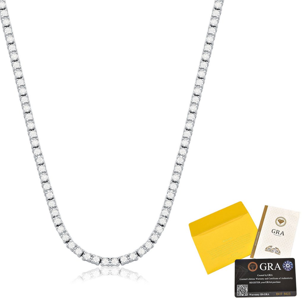 Colar Riviera com Moissanites de 2mm em Prata 925 e Certificado GRA VVS1