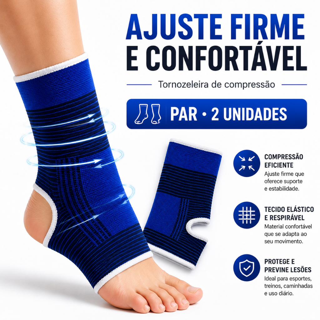 Kit 2 Tornozeleira de Compressão Ortopédica Esportes Estabilizadora Exercícios Fisico Treino