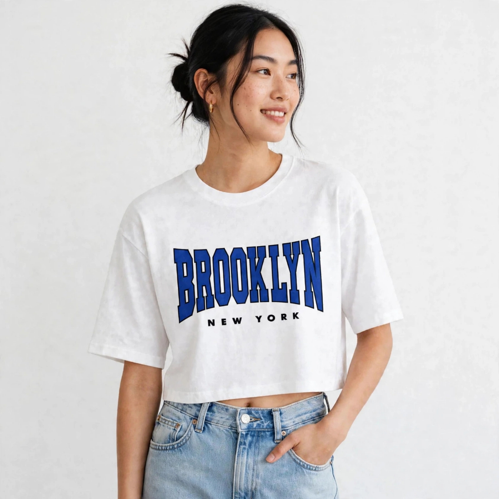 CROPPED 100%ALGODÃO TENDÊNCIA BROOKLYN