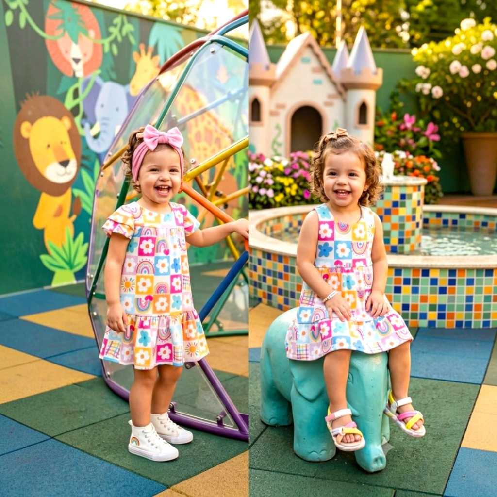Vestido Infantil Estampado Verão 2, 6  Anos  Malha Confortável, Leve e Fresquinho