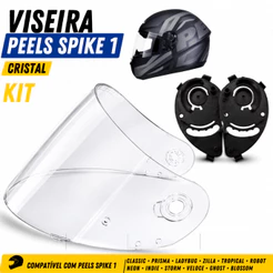 Viseira Peels Spike 1 Cristal Capacete + Kit Reparo Fixador Original