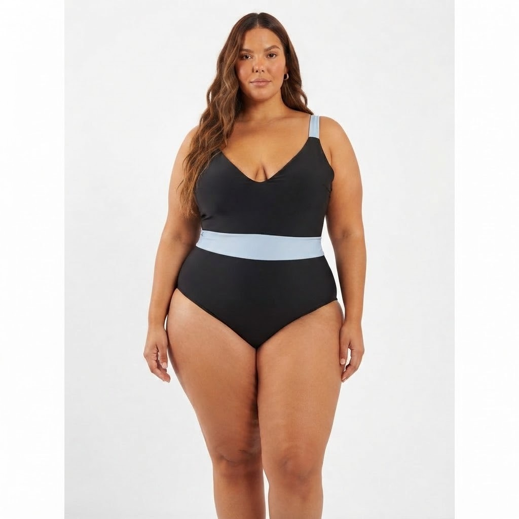 Maiô Feminino Elegante Decote V Moda Praia Detalhe em Faixa Confortável