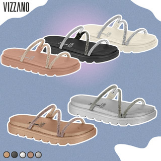 Sandália  Feminina Vizzano Papete Birken Vizzano Elegante Strass Confortável Brilhante