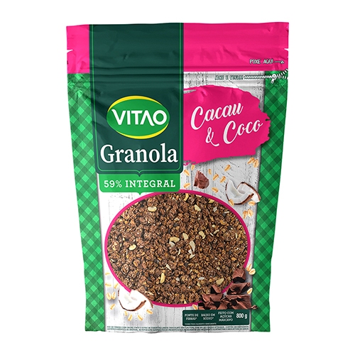 Granola Cacau e Coco Integral Vitao 800 g - Vegano
