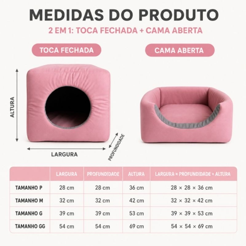 Casinha cama toca Iglu 3 Em 1  Cão E Gato,Tamanhos P, M, G e GG, com almofada removível fundo impermeável