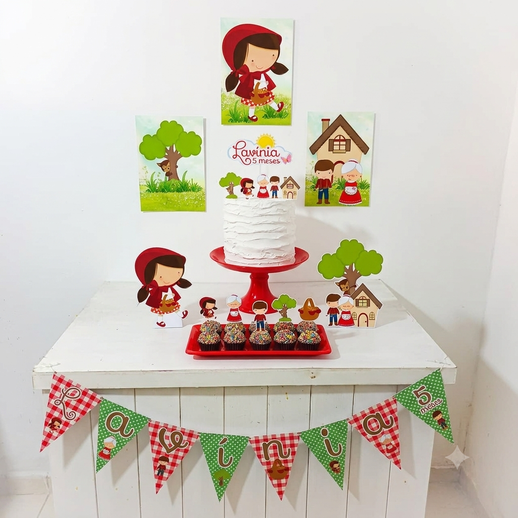 Kit Festa Chapeuzinho Vermelho Personalizado Só Um Bolinho Festa em Casa Aniversário Infantil adulto Mesversário