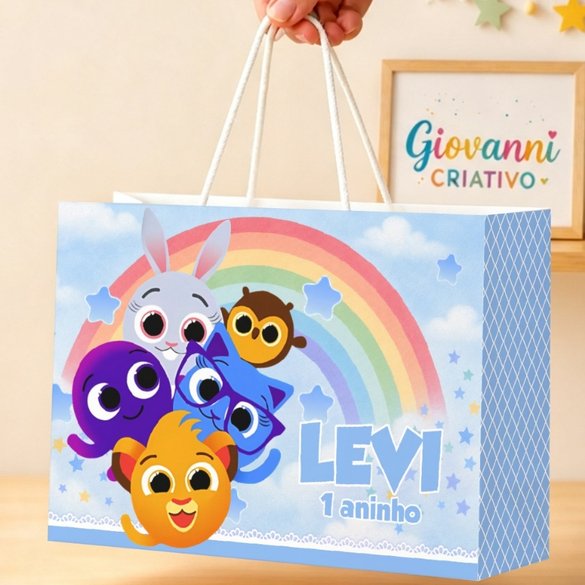 Kit de Sacolinhas Personalizadas BOLOFOFOS AZUL | Lembrancinhas para Festa | "SACOLINHAS COLADAS"
