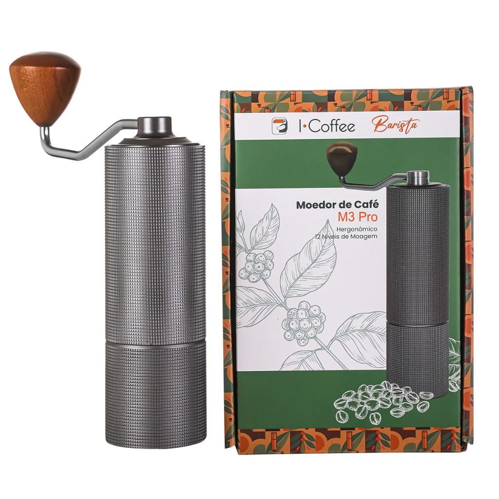 ICoffee Moedor De Café Manual Compacto Em Inox 420/ Ajuste De Moagem