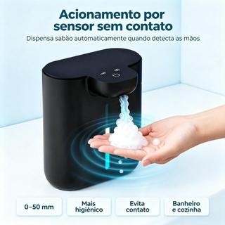 saboneteira automática com sensor sem toque, dispenser para espuma e sabão líquido, bateria recarregável