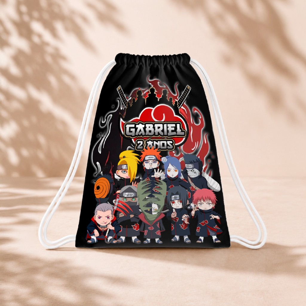10 Mochila Personalizada Infantil 18x26 Sacolinhas Surpresa Festa Aniversário Lembrancinha Akatsuki Cute Naruto