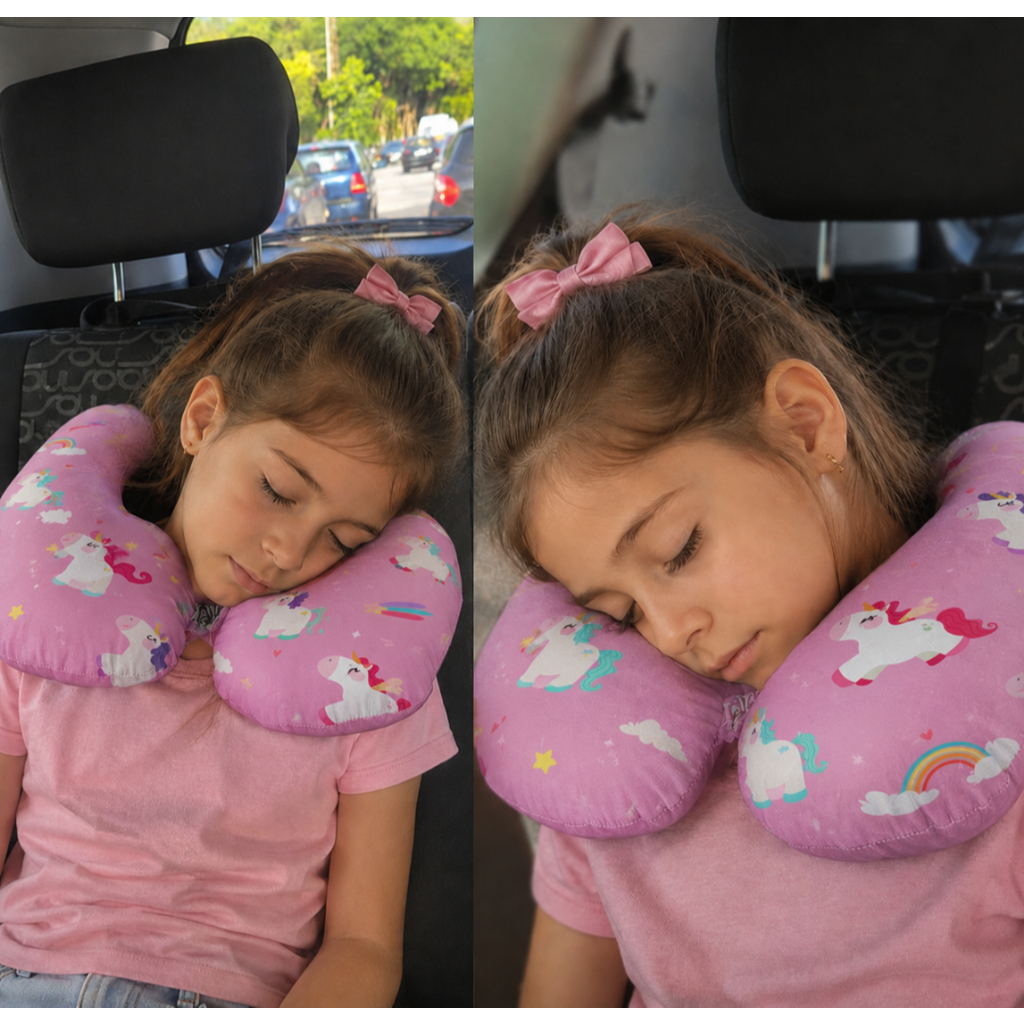 Almofada de pescoço infantil soneca apoio de cabeça. menino menina viagens banco