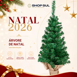 Árvore de Natal Verde 60cm 66 Galhos | 90cm 119 Galhos Base de Cimento com Juta