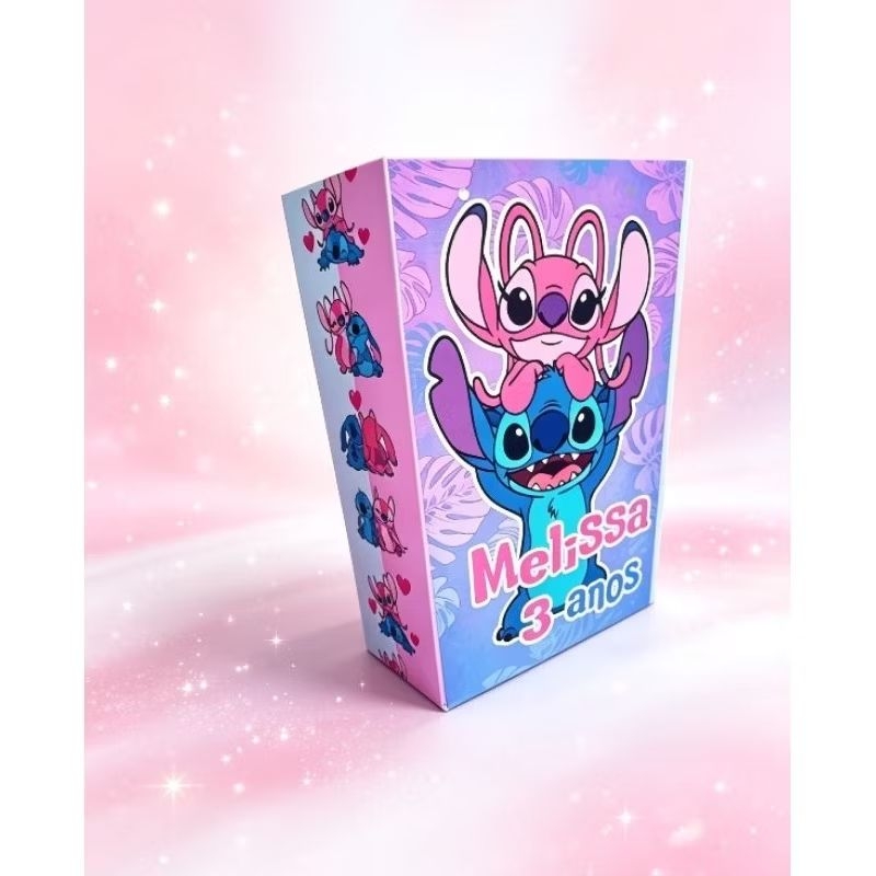 Sacolinha Personalizada Lembrancinha para Festa Tema Stitch e Angel