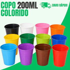 Copo Descartável 200ml Colorido Trik Trik Festa Kit 50/100/200/ Unidades