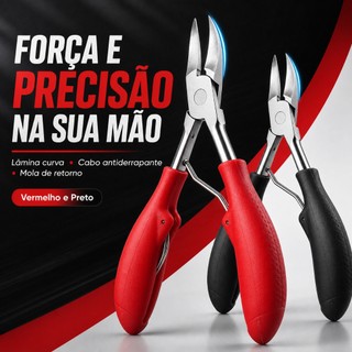 Alicate para Unhas Encravadas e Grossas Bico Curvo de Gavião, Cortador Profissional para Pés e Mãos Cabo Antiderrapante
