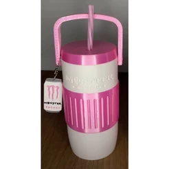 COPO MONSTER ROSA PERSONALIZADO COM CHAVEIRO ABRIDOR