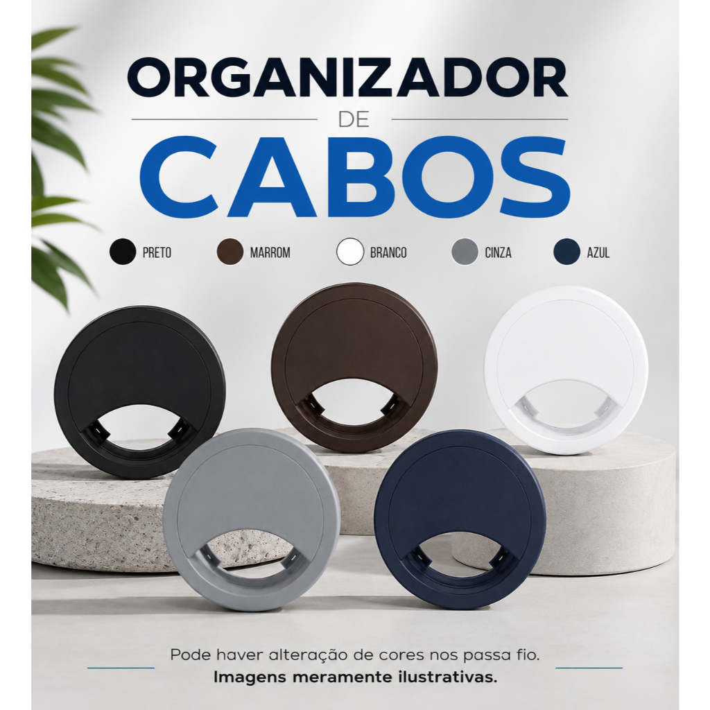 Passa fio e Cabo Pequeno e Grande 38mm, 50mm E 68mm Móveis Madeira 01 Peça