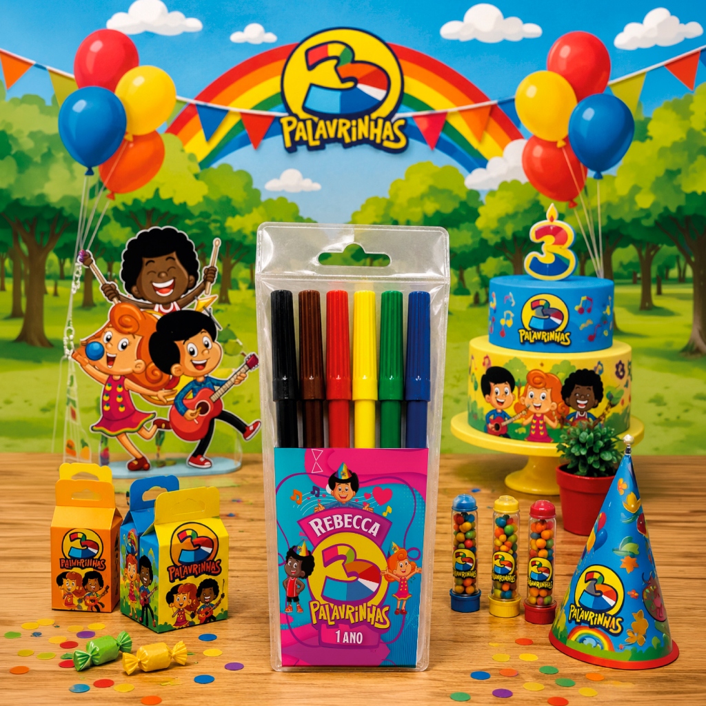 Kit Canetinha 3 Palavrinhas Personalizado | Lembrancinha Aniversário