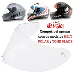 Viseira Cristal Capacete Helt Polar / Yohe Blade Antirrisco Injetada 2.2mm